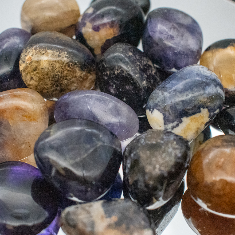 15 Blue John Mini Tumble stones 7-10mm