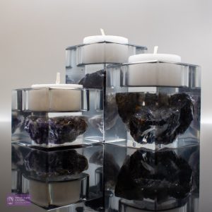 Set of 3 Square Blue John Tealight Holders